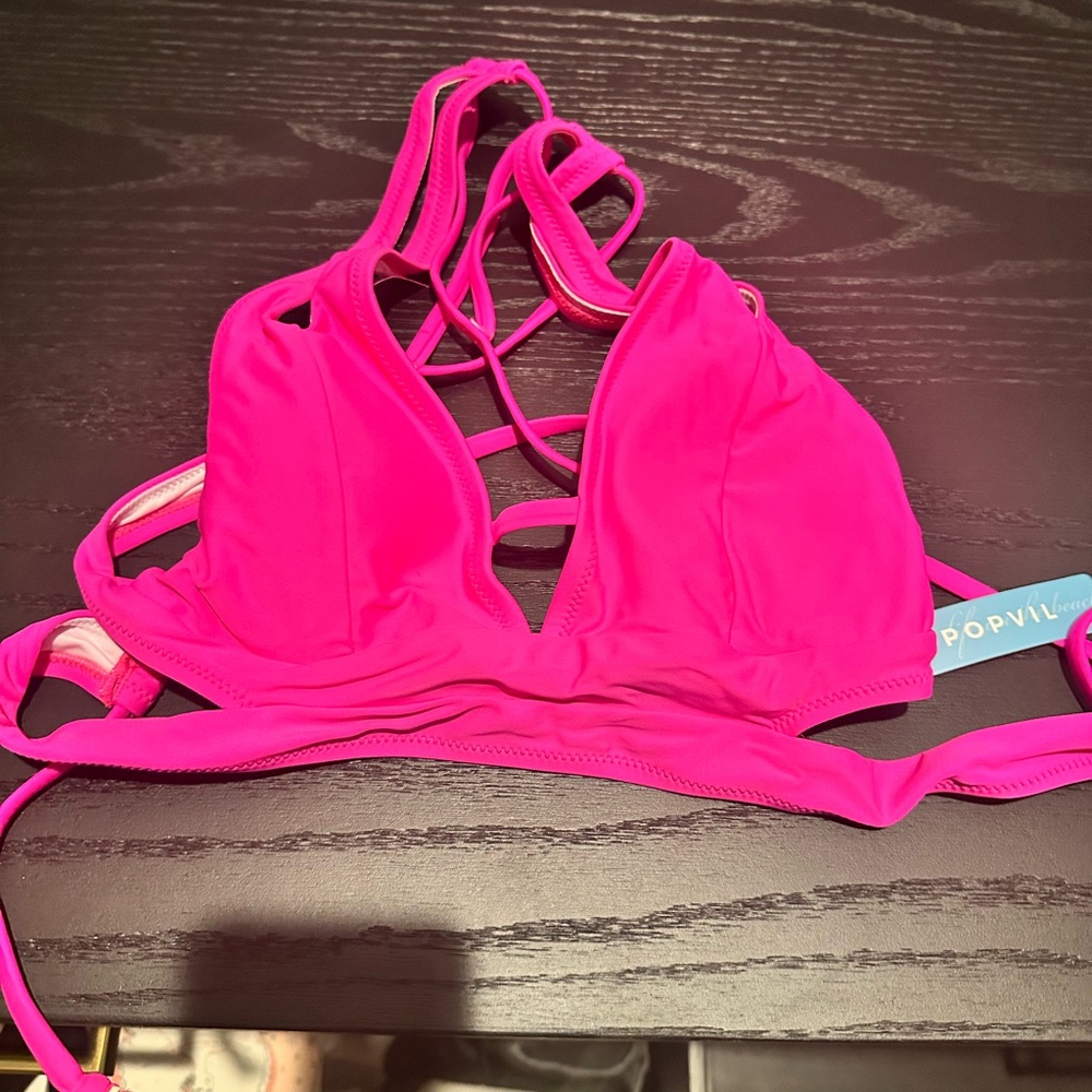 Pink Strappy Bikini Top and coordinating bottom